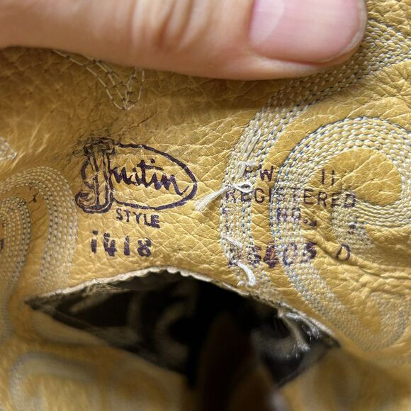 Justin cowboy boots Brown leather Men’s size 9.5 D Style 1418 Western USA main image 5